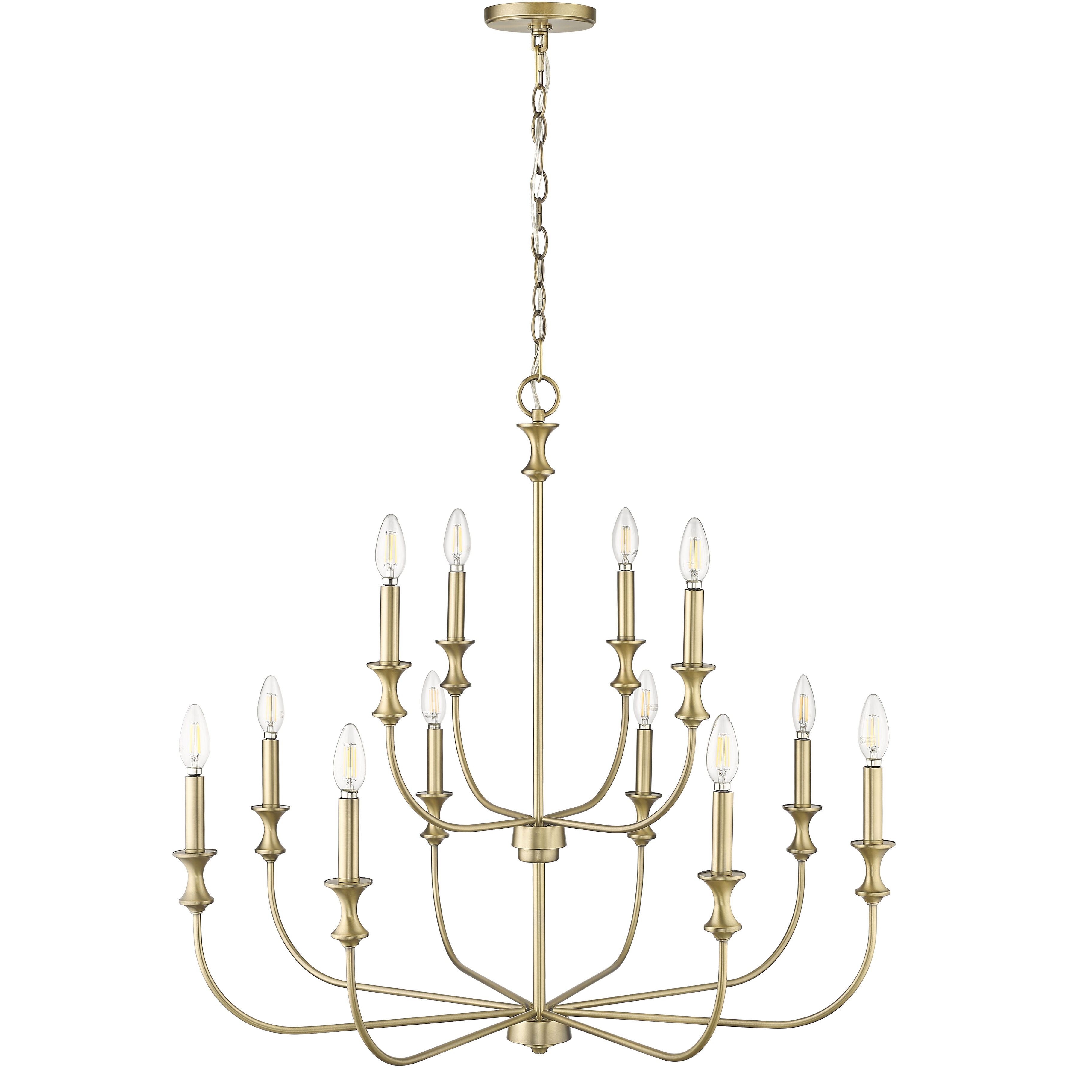 Savanne 12 Light 34 inch Vintage Brass Chandelier Ceiling Light